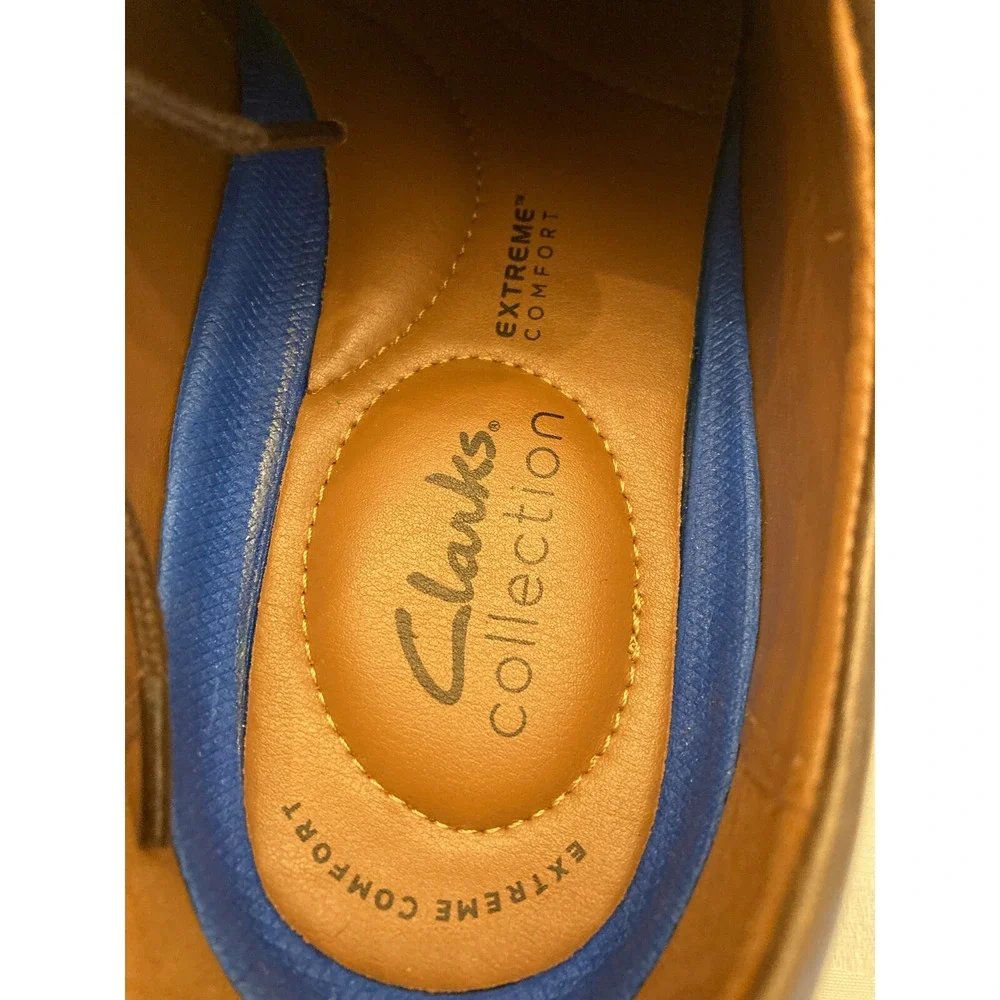 NWT Clarks Collection Men's Cap Toe Oxfords Leather Brown Size 9 Extreme Comfort